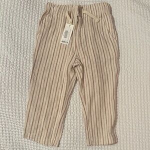 Beige Striped Kids Casual Pants